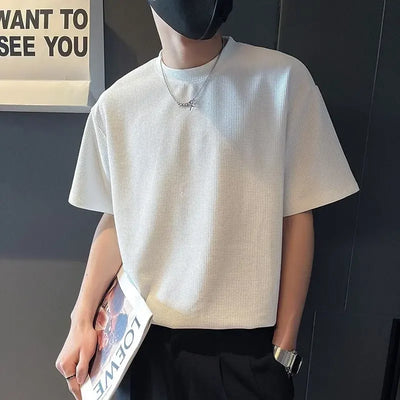 orange o neck t shirt for men