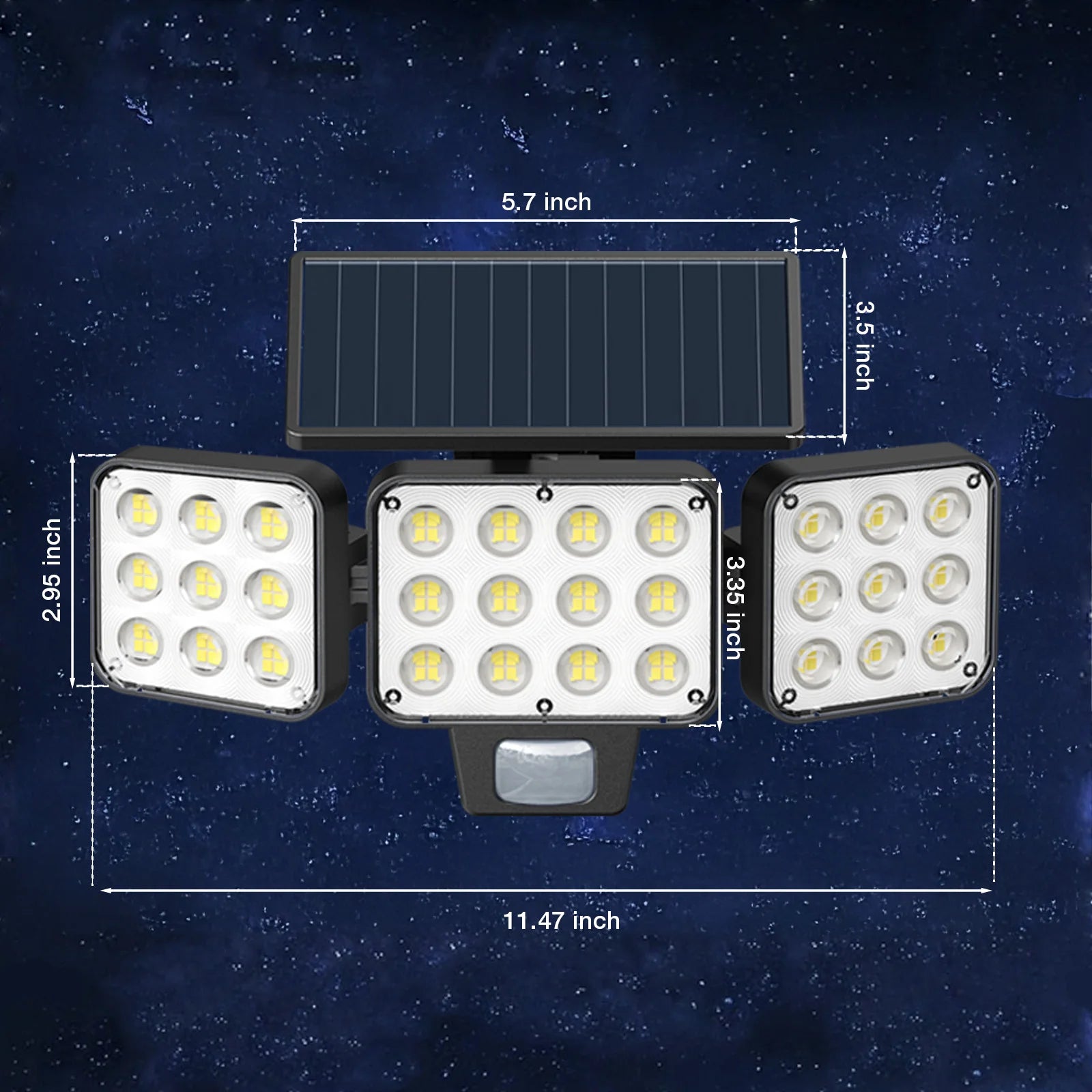 Solar Security Lights 3000LM, 3-Head Motion Sensor, Auto On/Off, 150° Flood, 3 Modes for Yard/Garage/Porch (1/2/4 Pack)