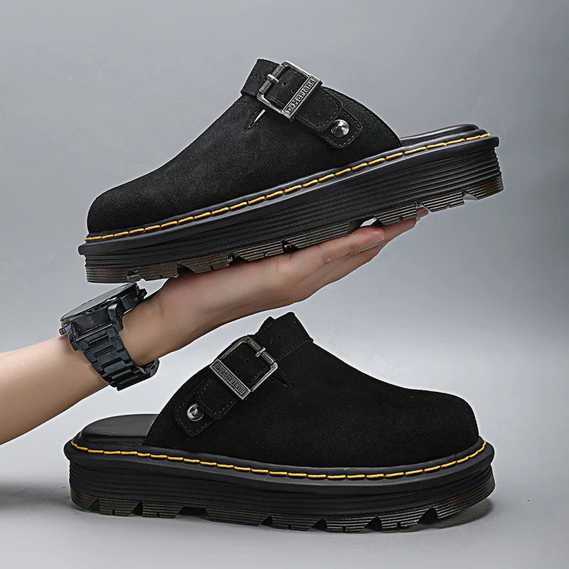 Big Leather Casual Slippers Summer Half Slipper, Non Slip