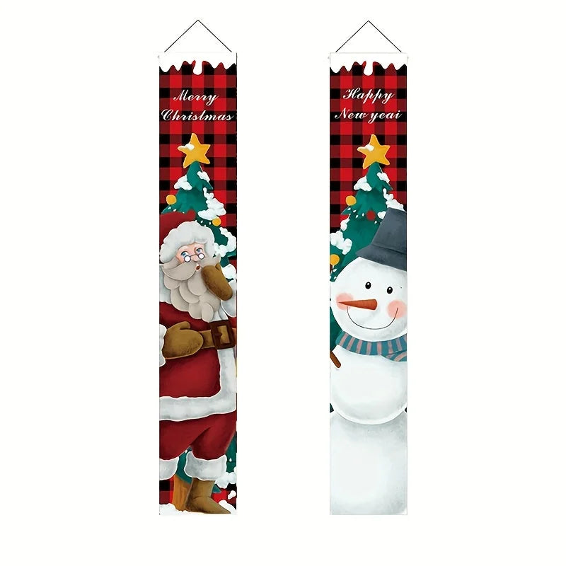 1Yes2Dflat，Christmas couplets，Santa Claus Snowman Decoration Holiday Party，No Power Supply Required-wzy
