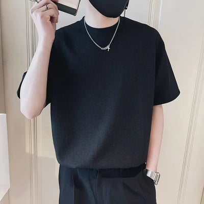 orange o neck t shirt for men