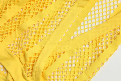 Men Tank Top Sleeveless Undershirt in vibrant yellow mesh fabric with breathable design.