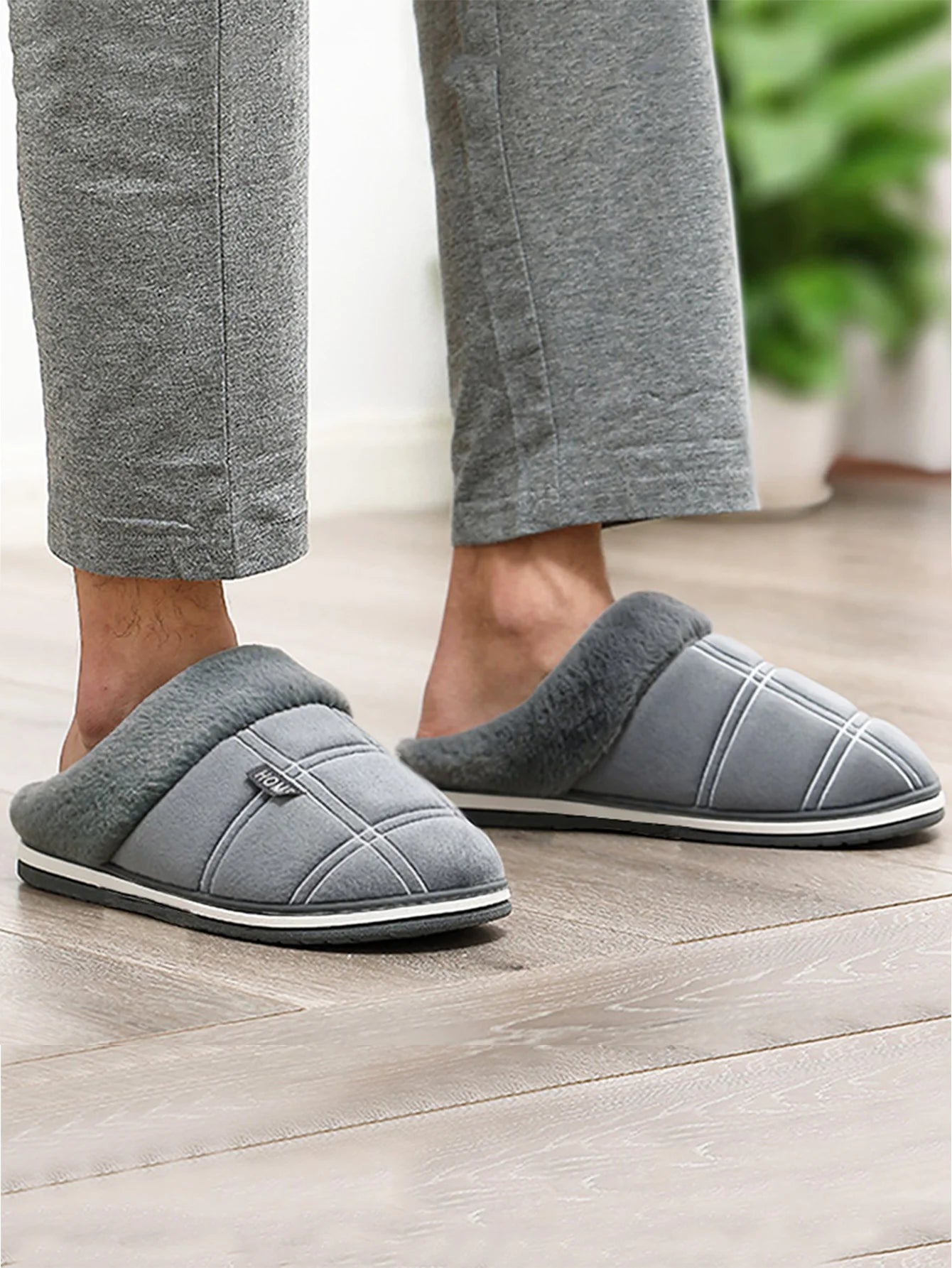Plaid Warm Soft Comfortable Non Slip Living room Shoes