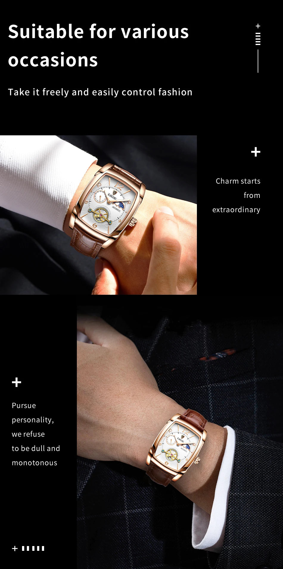 LIGE waterproof business sports watch