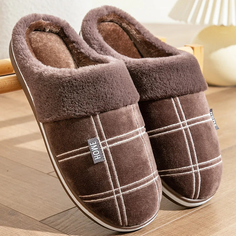 Plaid Warm Soft Comfortable Non Slip Living room Shoes