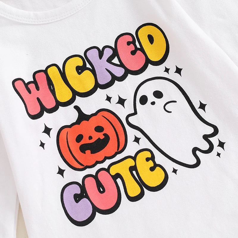 3Pcs Baby Boy Halloween Costumes Long Sleeve Jumpsuit Pumpkin Print Pants Hat Set Holiday Apparel for Infants