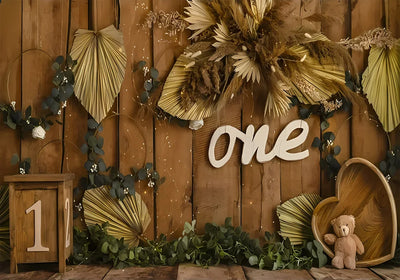 One Year Old Baby Birthday Backdrop Toys Bear White Balloons