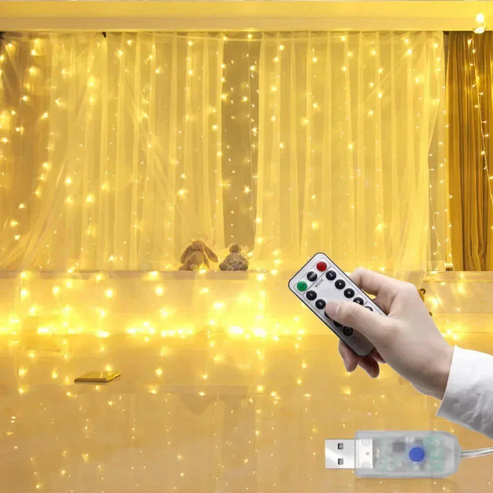 Christmas Lights Curtain Garland Merry Christmas Decorations For Home Christmas Ornaments Xmas Gifts Navidad 2025 New Year Decor