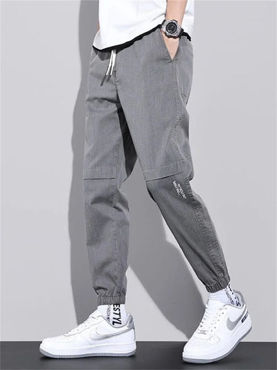 man trousers New Cotton Fashion Elastic Waist Baggy