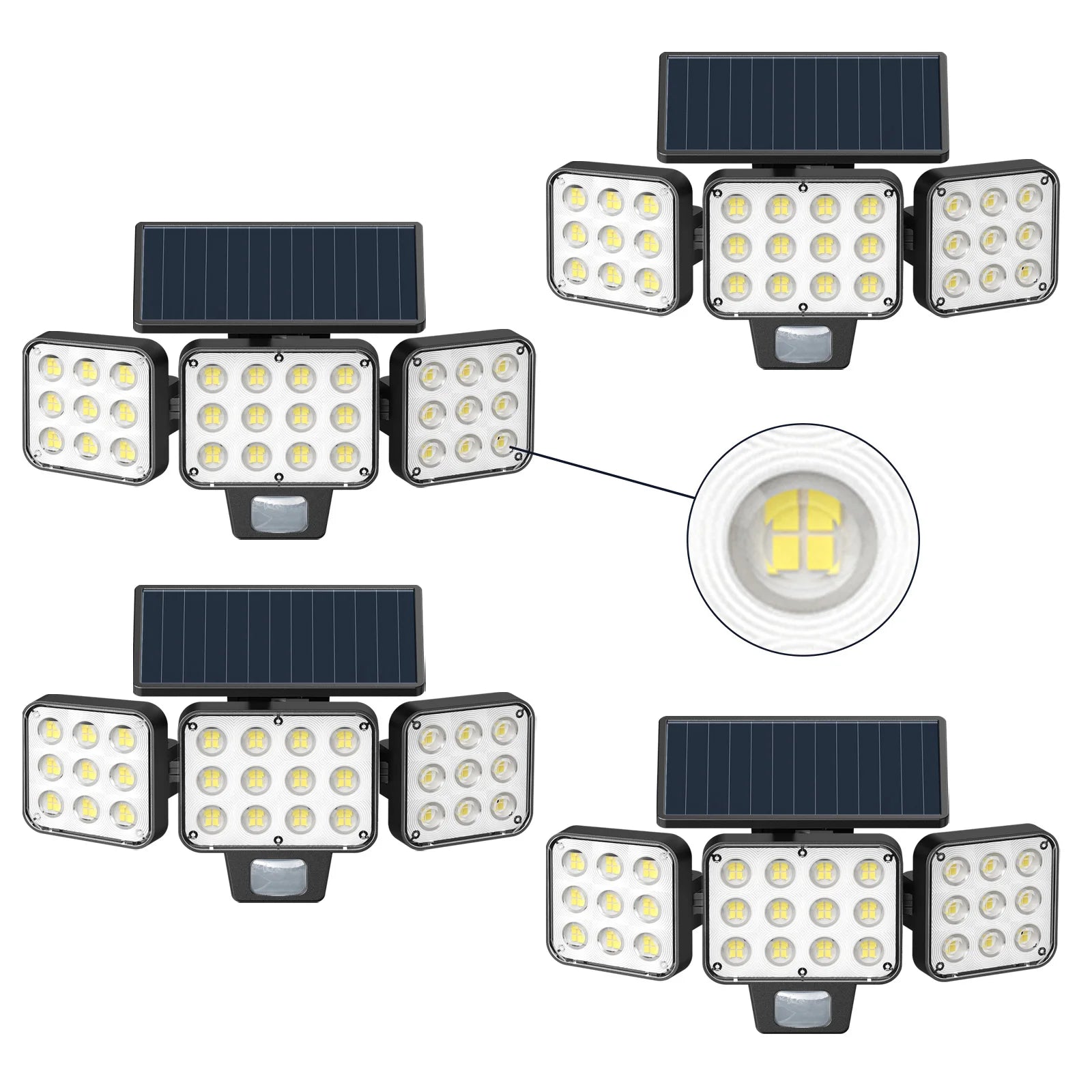 Solar Security Lights 3000LM, 3-Head Motion Sensor, Auto On/Off, 150° Flood, 3 Modes for Yard/Garage/Porch (1/2/4 Pack)