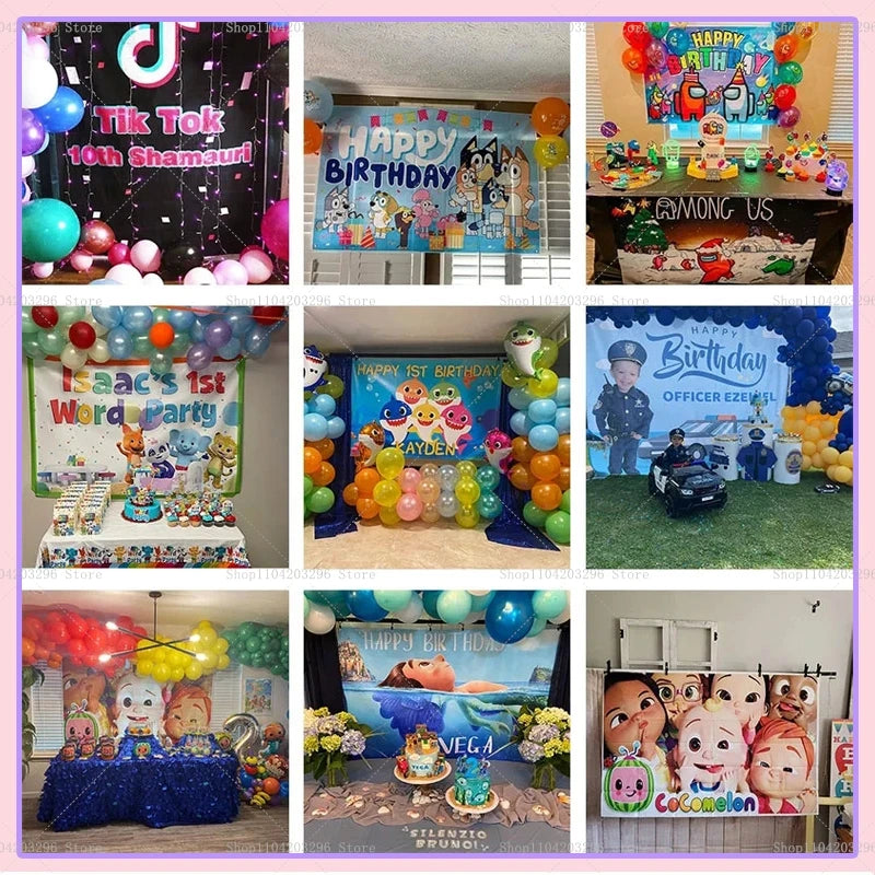 One Year Old Baby Birthday Backdrop Toys Bear White Balloons