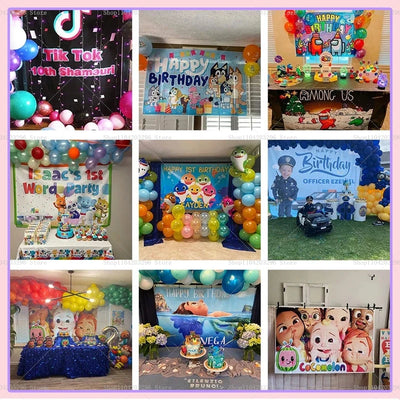 One Year Old Baby Birthday Backdrop Toys Bear White Balloons
