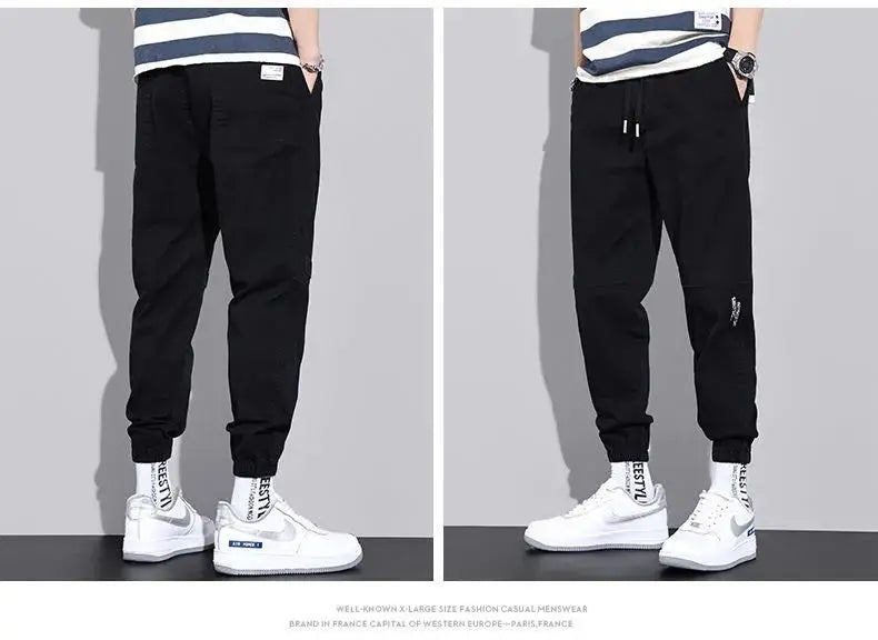 man trousers New Cotton Fashion Elastic Waist Baggy