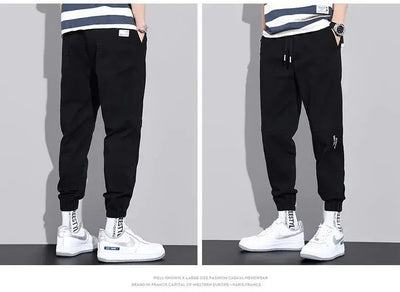 man trousers New Cotton Fashion Elastic Waist Baggy