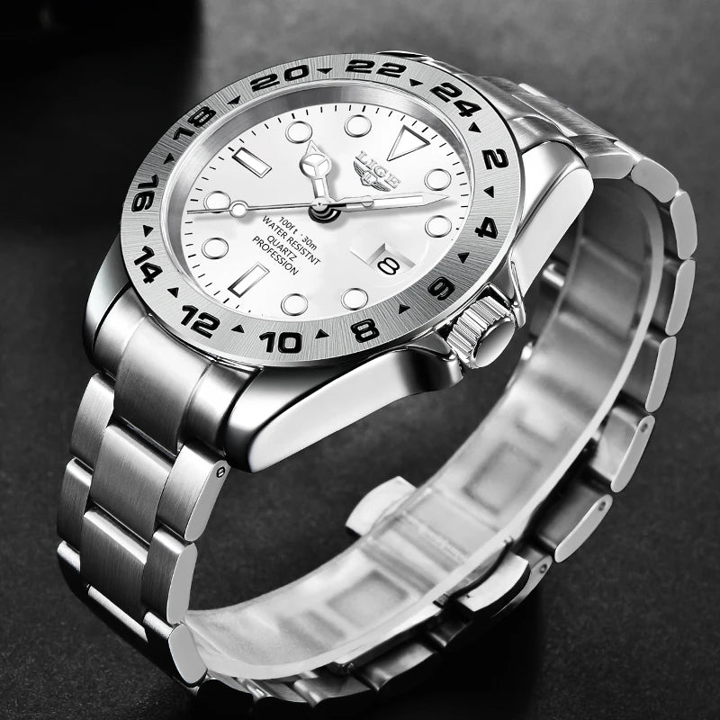 LIGE stainless steel wrist watches for men