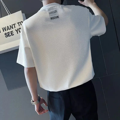 orange o neck t shirt for men