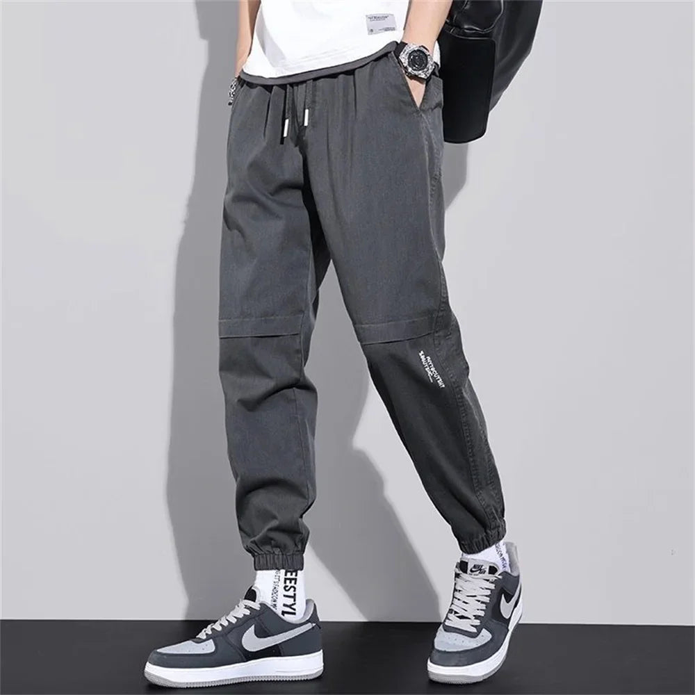 man trousers New Cotton Fashion Elastic Waist Baggy