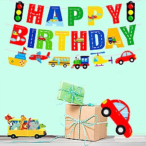 Transportation Birthday Party Supplies,104pcs Party Tableware Set - Birthday Decor Banner Tablecloth Plates Napkin etc