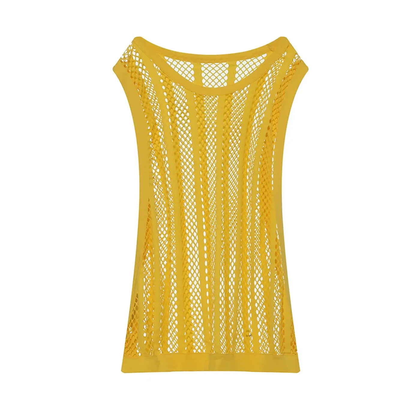 Men Tank Top Sleeveless Undershirt in yellow mesh style for spring and summer by CLEVER-MENMODE