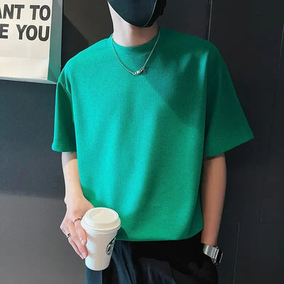 orange o neck t shirt for men