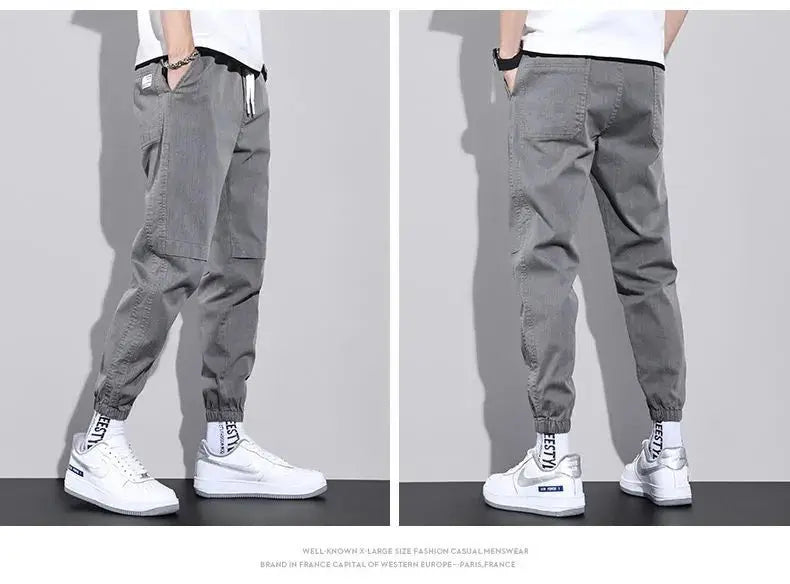man trousers New Cotton Fashion Elastic Waist Baggy