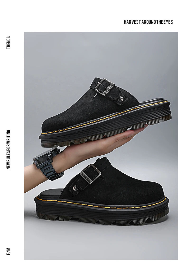 Big Leather Casual Slippers Summer Half Slipper, Non Slip