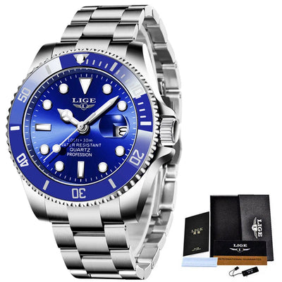 LIGE stainless steel wrist watches for men