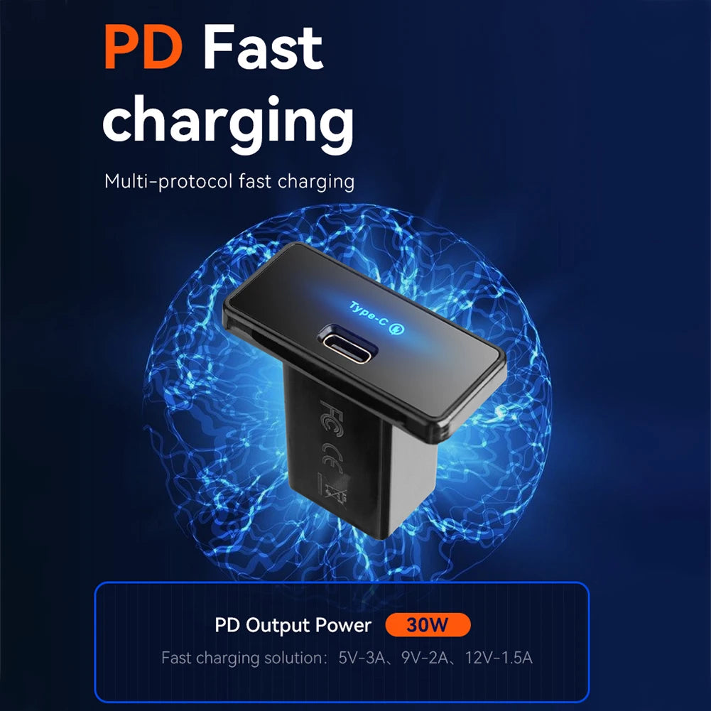 18W/30W RV USB Outlet Adapter Fast Charging Car Charger 12V-24V PD Type C/USB USB Phone Charger Adapter Panel for RV Boat Truck