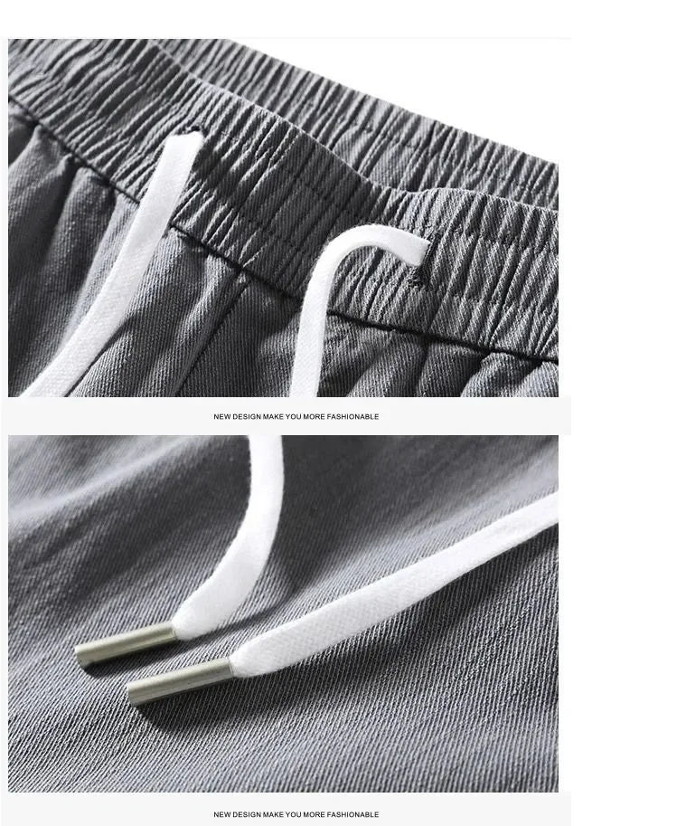 man trousers New Cotton Fashion Elastic Waist Baggy