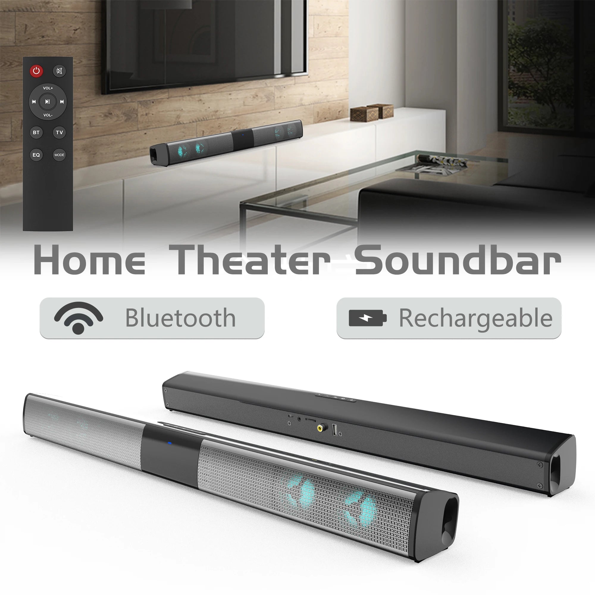 Home Theater 3D Stereo Surround RGB Wireless Speaker Multi-Function Subwoofer Soundbar Support For TV/PC