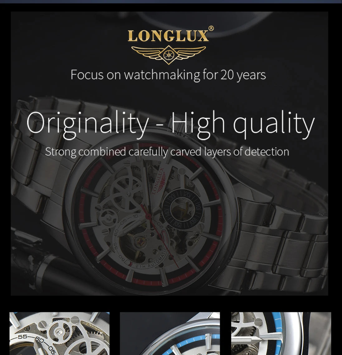 waterproof skeleton mechanical watch