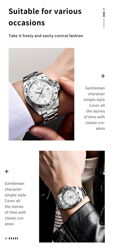 LIGE stainless steel wrist watches for men displayed in a stylish fashion setting, suitable for various occasions.