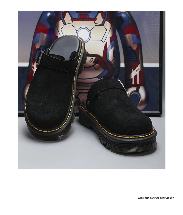 Big Leather Casual Slippers Summer Half Slipper, Non Slip