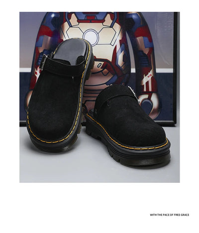 Big Leather Casual Slippers Summer Half Slipper, Non Slip