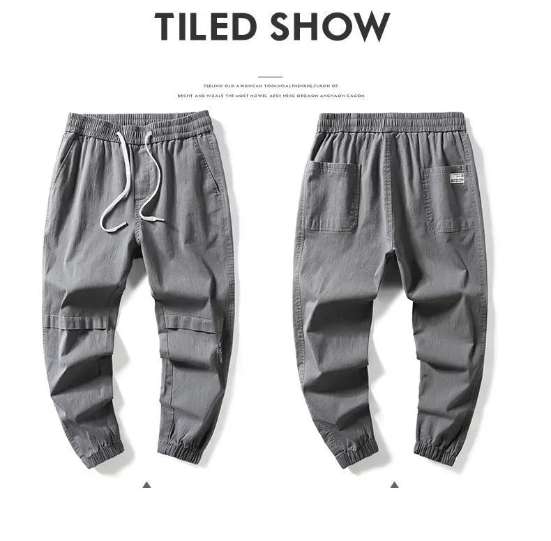 man trousers New Cotton Fashion Elastic Waist Baggy
