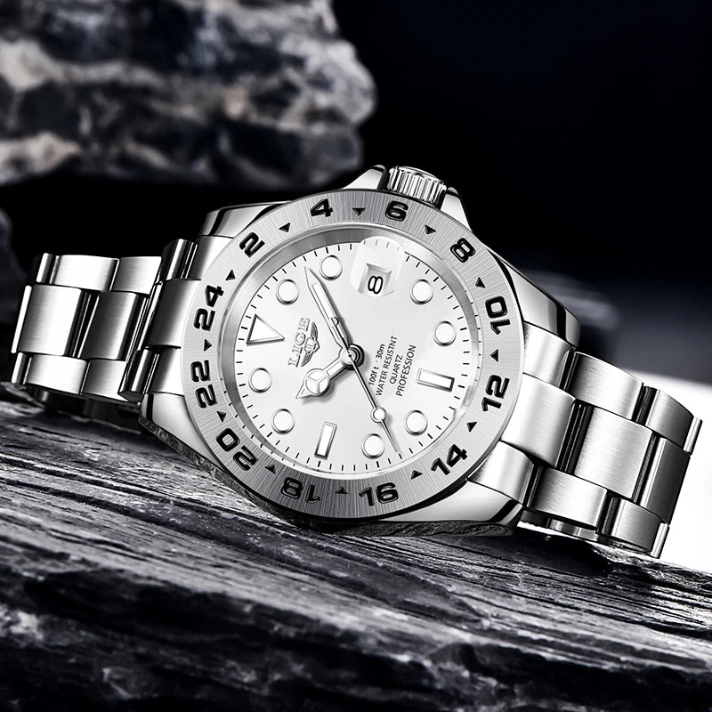 LIGE stainless steel wrist watches for men