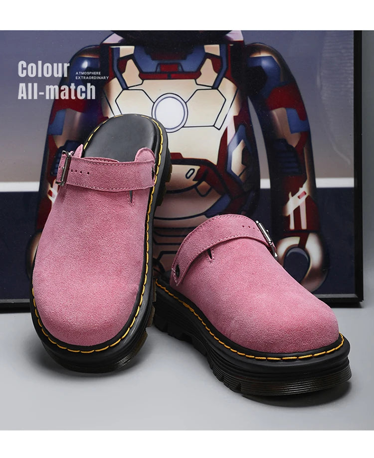 Big Leather Casual Slippers Summer Half Slipper, Non Slip