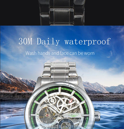 waterproof skeleton mechanical watch