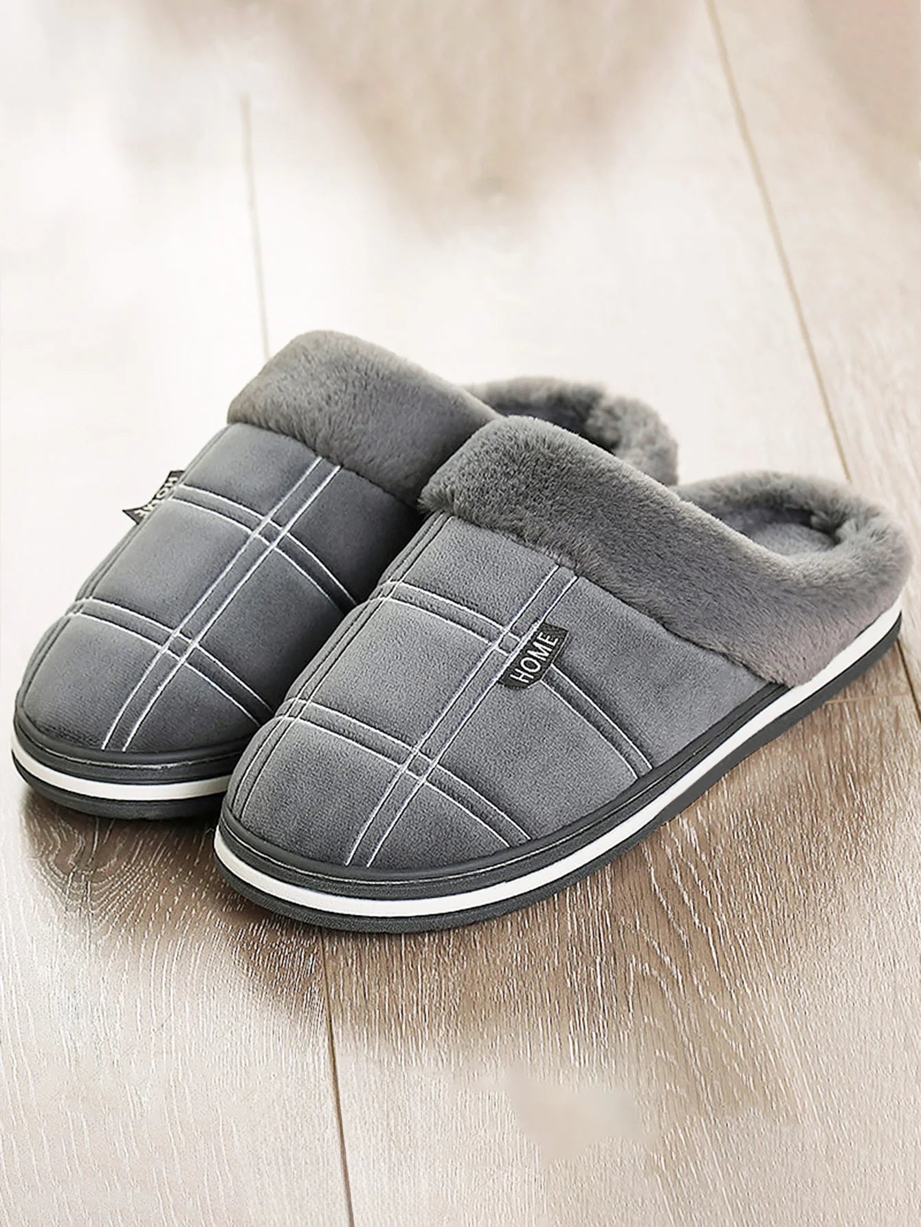 Plaid Warm Soft Comfortable Non Slip Living room Shoes