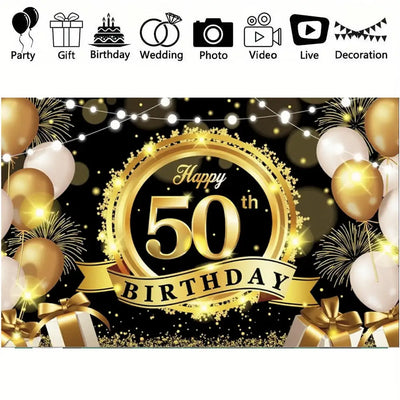 18th/50th/65th Happy Birthday Backdrop Background Banner