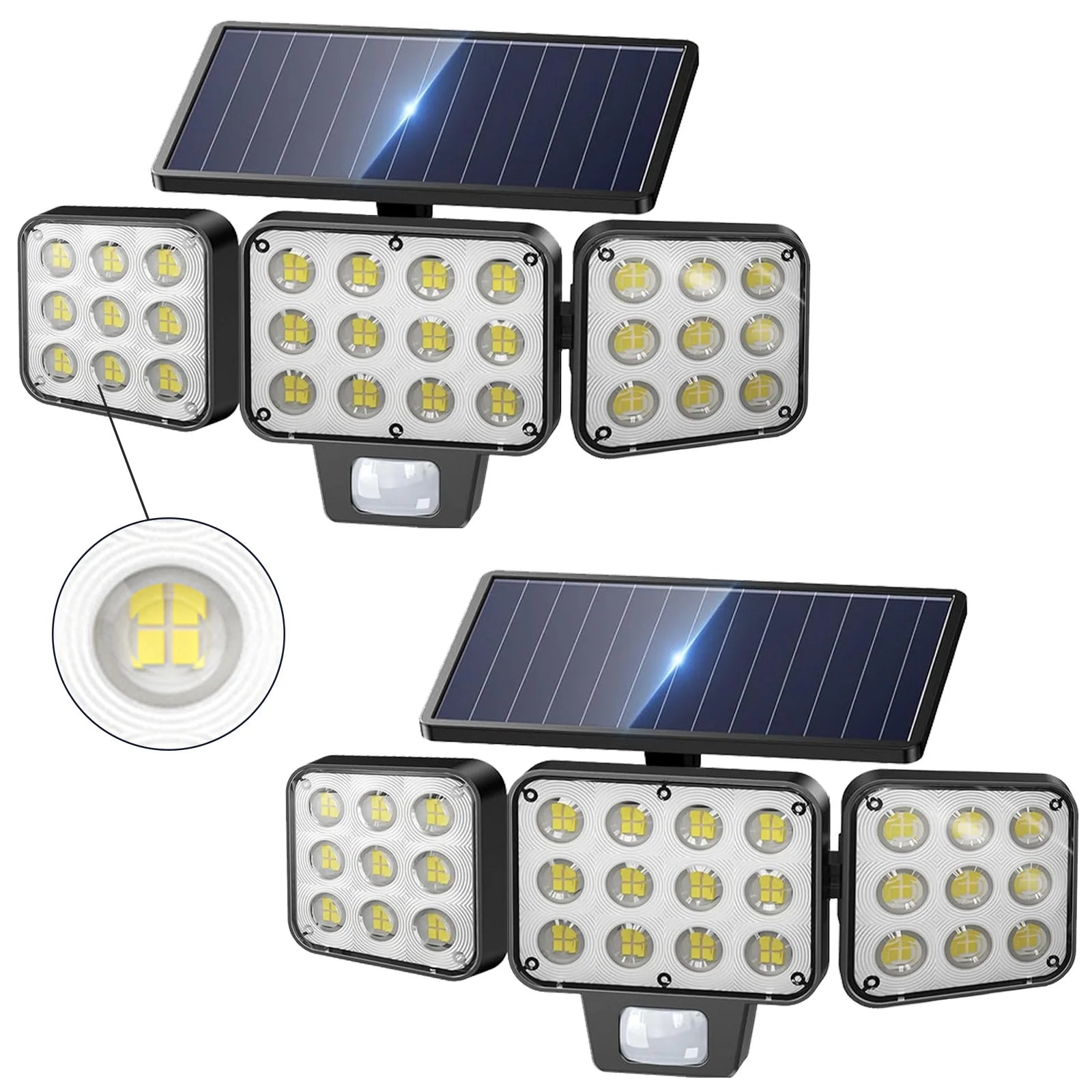 Solar Security Lights 3000LM, 3-Head Motion Sensor, Auto On/Off, 150° Flood, 3 Modes for Yard/Garage/Porch (1/2/4 Pack)
