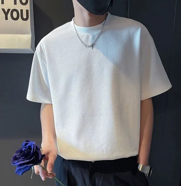 orange o neck t shirt for men