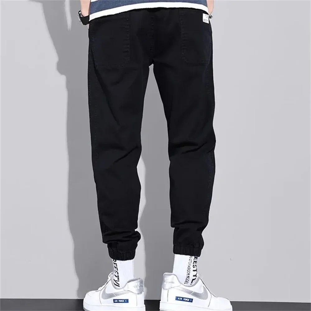 man trousers New Cotton Fashion Elastic Waist Baggy