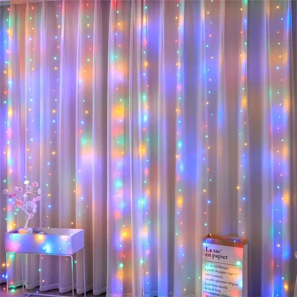 Christmas Lights Curtain Garland Merry Christmas Decorations For Home Christmas Ornaments Xmas Gifts Navidad 2025 New Year Decor