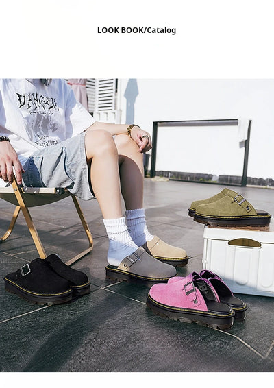 Big Leather Casual Slippers Summer Half Slipper, Non Slip