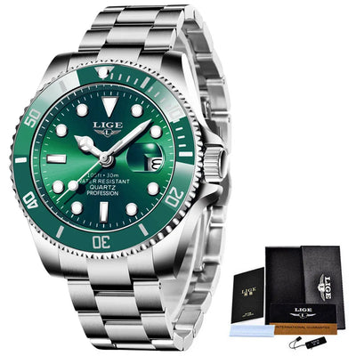 LIGE stainless steel wrist watches for men