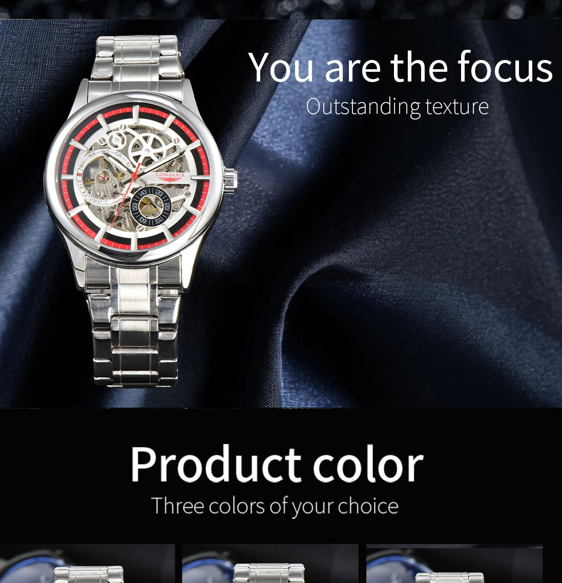 waterproof skeleton mechanical watch