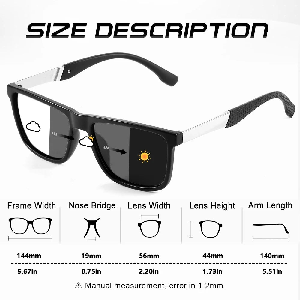 Photochromic Sunglasses For Men Women Square Casual