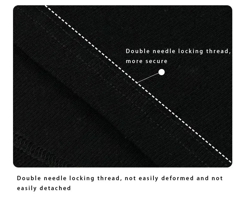 Detail of double needle locking thread on Gym Top Men Shirt Man Muscle Loose T-shirt, emphasizing durability and secure stitching.
