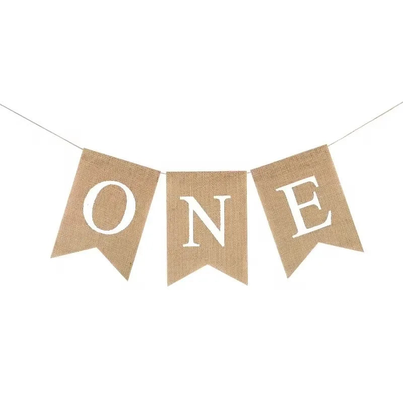 1st Birthday Banner Burlap ONE Garland Boys Girls First Birthday Party Decoration Baby Photo Prop Decoration Memorial Banner
